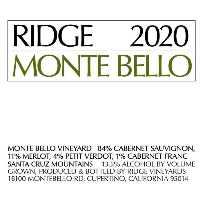 Ridge 2020 Monte Bello, Santa Cruz Mountains, California